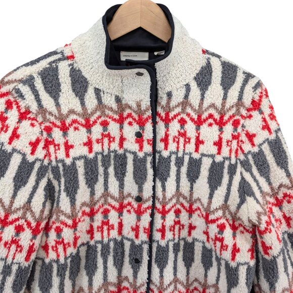 Sleeping on Snow Anthropologie Sherpa Jacket Womens Fair Isle Wool Size SP - Picture 4 of 10